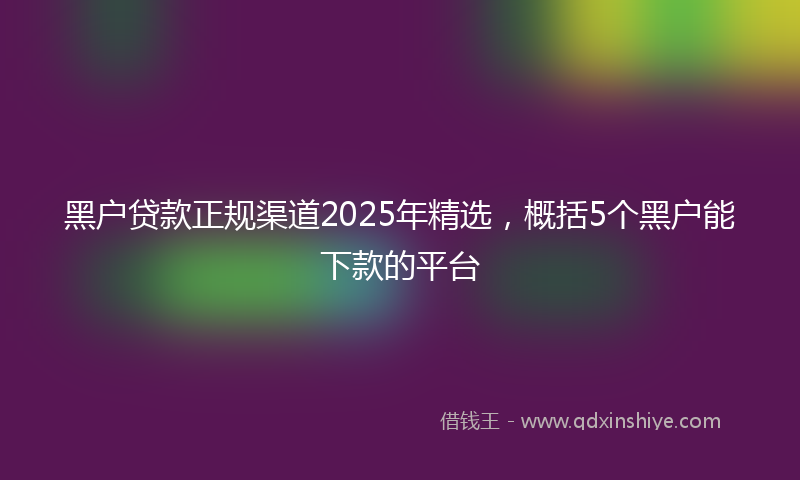 黑户贷款正规渠道2025年精选，概括5个黑户能下款的平台
