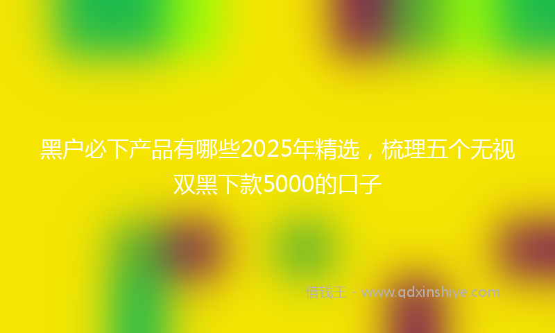 黑户必下产品有哪些2025年精选，梳理五个无视双黑下款5000的口子