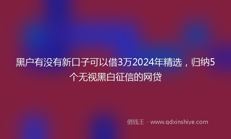 黑户有没有新口子可以借3万2024年精选，归纳5个无视黑白征信的网贷