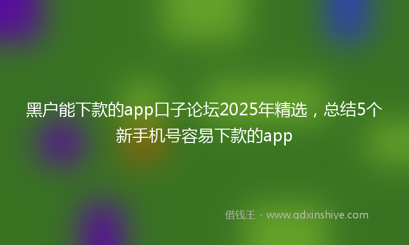黑户能下款的app口子论坛2025年精选，总结5个新手机号容易下款的app