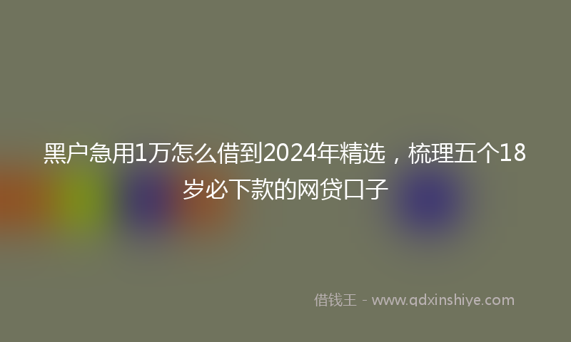 黑户急用1万怎么借到2024年精选，梳理五个18岁必下款的网贷口子