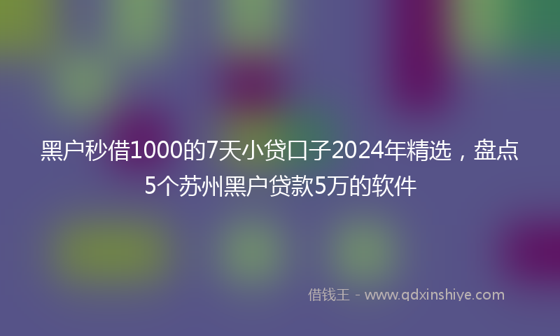 黑户秒借1000的7天小贷口子2024年精选，盘点5个苏州黑户贷款5万的软件
