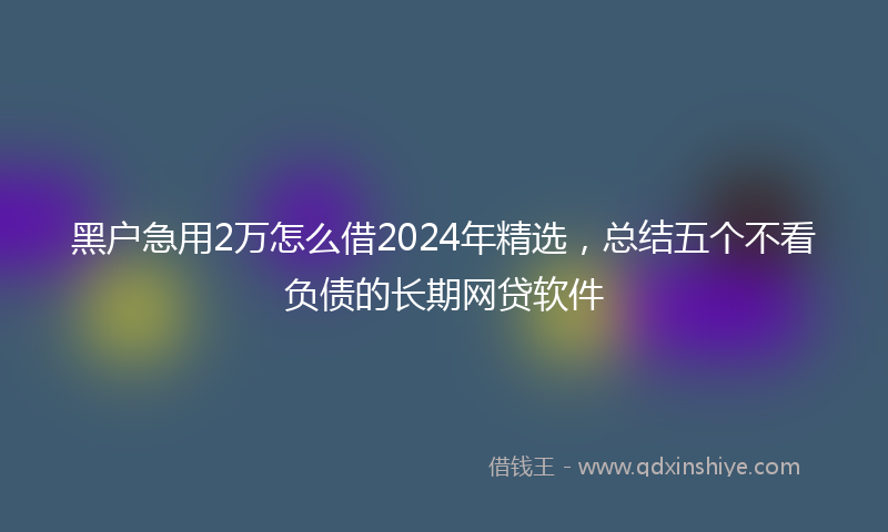 黑户急用2万怎么借2024年精选，总结五个不看负债的长期网贷软件