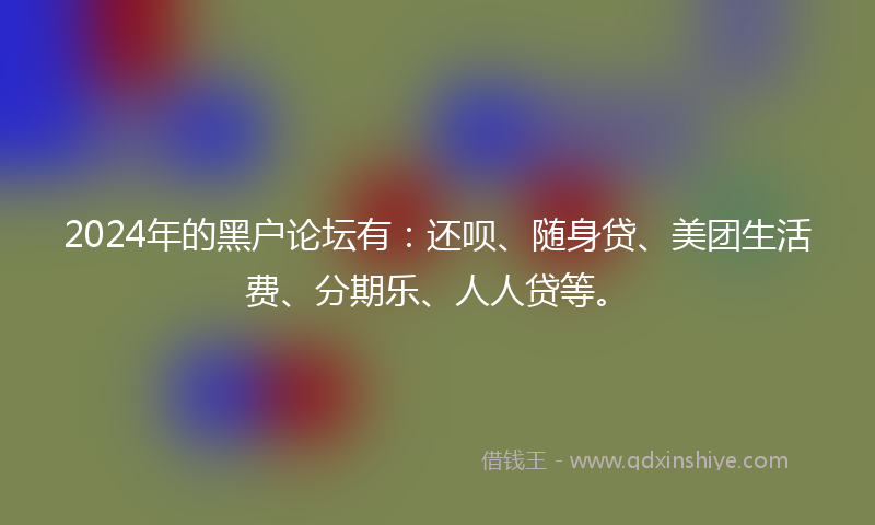 2024年的黑户论坛有：还呗、随身贷、美团生活费、分期乐、人人贷等。
