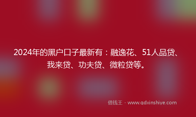 2024年的黑户口子最新有：融逸花、51人品贷、我来贷、功夫贷、微粒贷等。