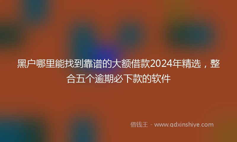 黑户哪里能找到靠谱的大额借款2024年精选，整合五个逾期必下款的软件