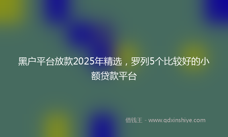 黑户平台放款2025年精选，罗列5个比较好的小额贷款平台