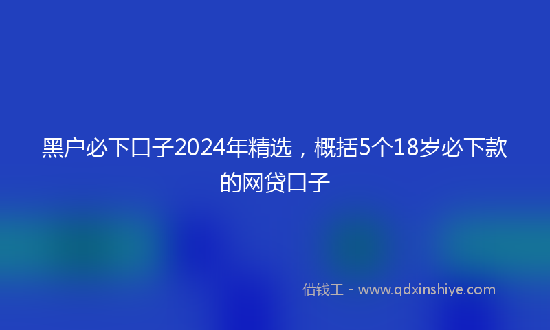 黑户必下口子2024年精选，概括5个18岁必下款的网贷口子