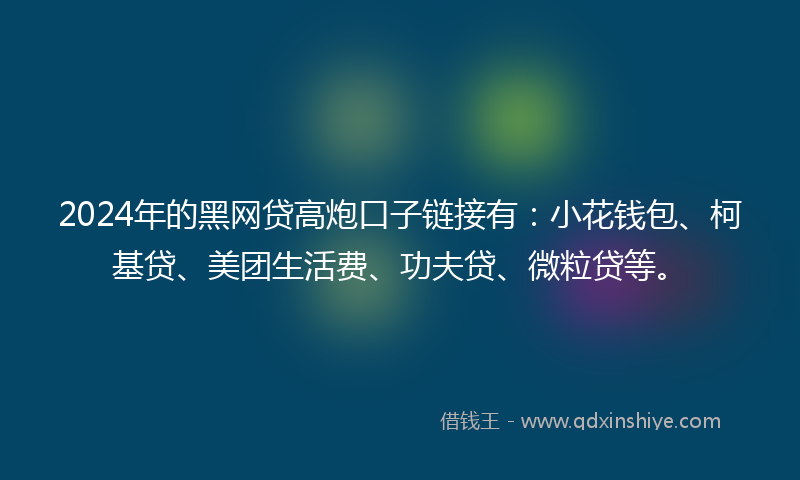 2024年的黑网贷高炮口子链接有：小花钱包、柯基贷、美团生活费、功夫贷、微粒贷等。