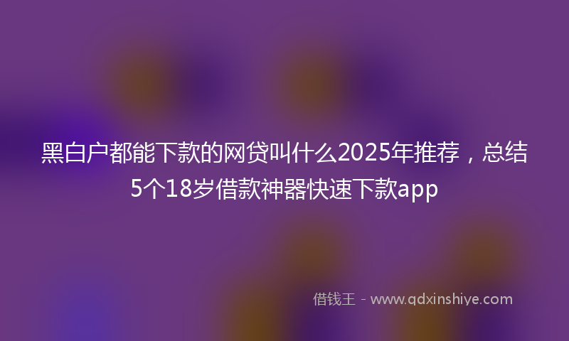 黑白户都能下款的网贷叫什么2025年推荐，总结5个18岁借款神器快速下款app