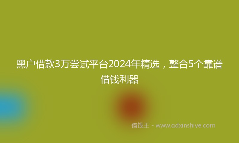 黑户借款3万尝试平台2024年精选，整合5个靠谱借钱利器