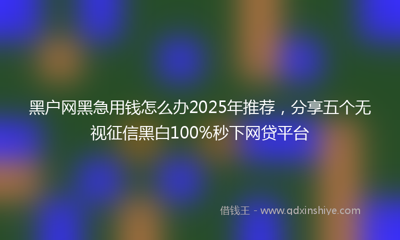 黑户网黑急用钱怎么办2025年推荐，分享五个无视征信黑白100%秒下网贷平台