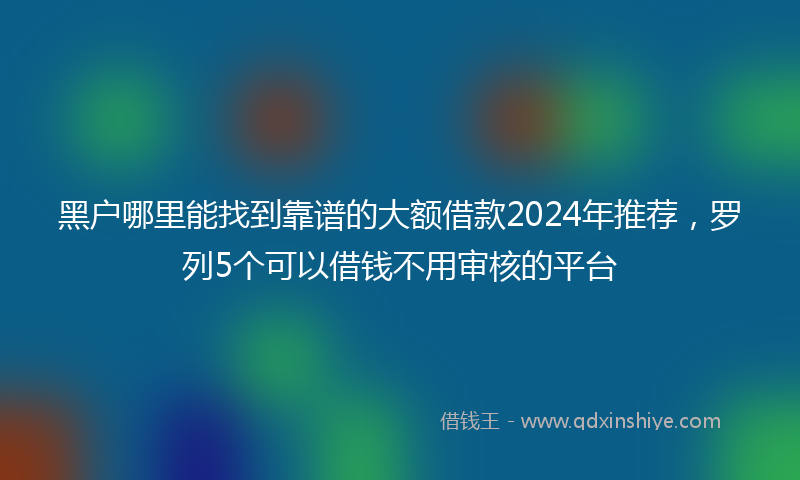 黑户哪里能找到靠谱的大额借款2024年推荐，罗列5个可以借钱不用审核的平台