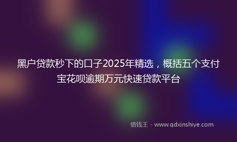 黑户贷款秒下的口子2025年精选，概括五个支付宝花呗逾期万元快速贷款平台