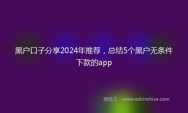 黑户口子分享2024年推荐，总结5个黑户无条件下款的app