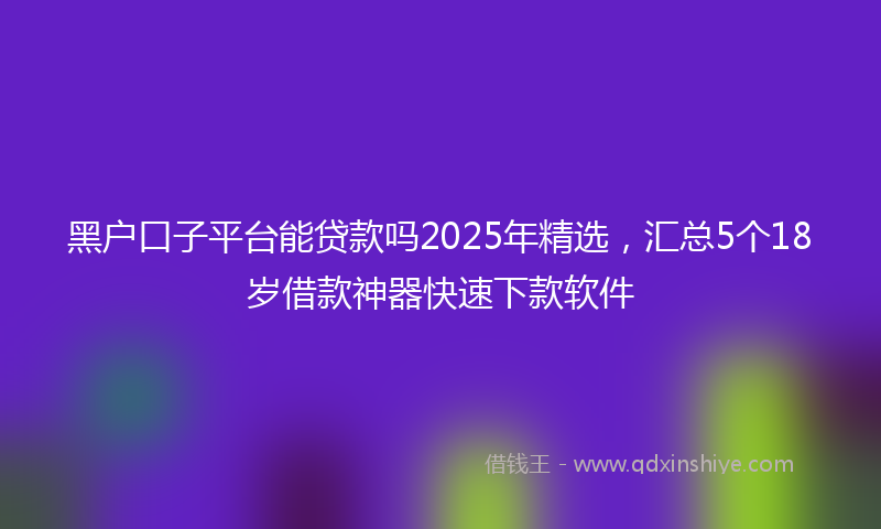 黑户口子平台能贷款吗2025年精选，汇总5个18岁借款神器快速下款软件