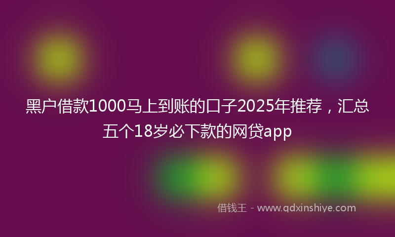 黑户借款1000马上到账的口子2025年推荐，汇总五个18岁必下款的网贷app