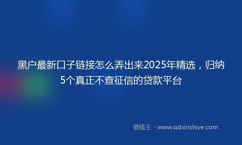 黑户最新口子链接怎么弄出来2025年精选，归纳5个真正不查征信的贷款平台