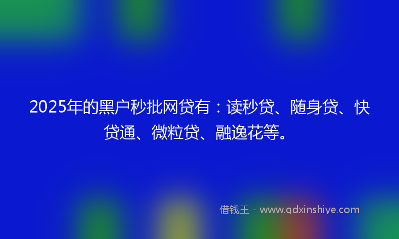 2025年的黑户秒批网贷有：读秒贷、随身贷、快贷通、微粒贷、融逸花等。