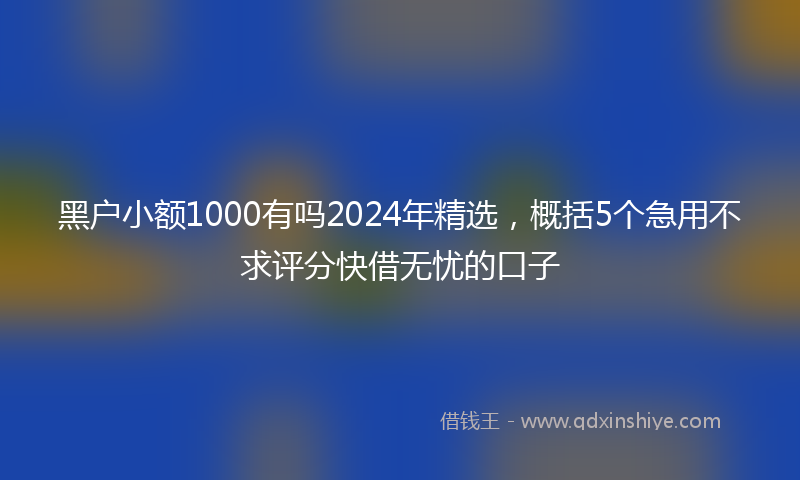 黑户小额1000有吗2024年精选，概括5个急用不求评分快借无忧的口子
