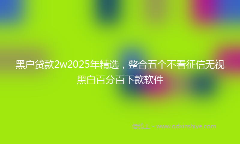 黑户贷款2w2025年精选，整合五个不看征信无视黑白百分百下款软件