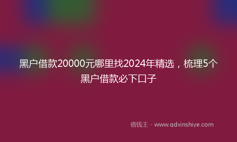 黑户借款20000元哪里找2024年精选，梳理5个黑户借款必下口子
