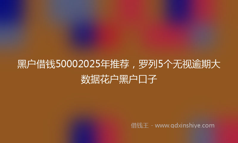 黑户借钱50002025年推荐，罗列5个无视逾期大数据花户黑户口子