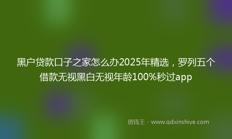黑户贷款口子之家怎么办2025年精选，罗列五个借款无视黑白无视年龄100%秒过app