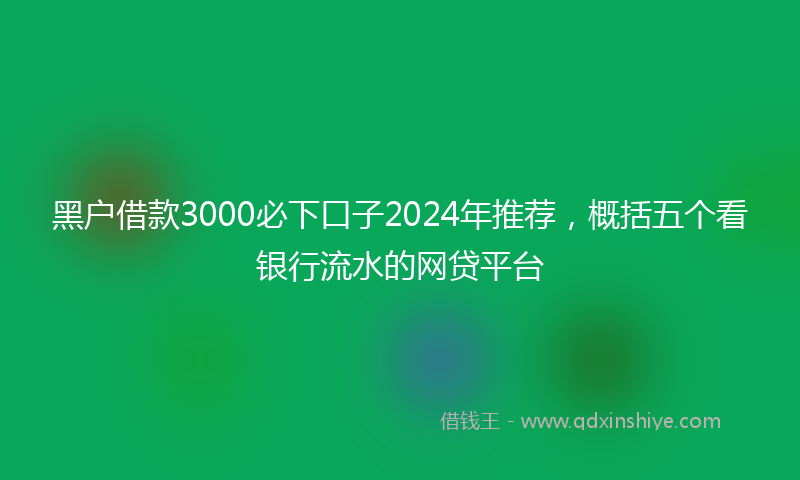 黑户借款3000必下口子2024年推荐，概括五个看银行流水的网贷平台
