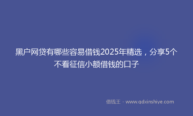 黑户网贷有哪些容易借钱2025年精选，分享5个不看征信小额借钱的口子