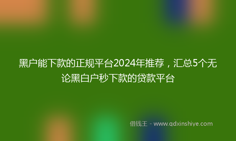 黑户能下款的正规平台2024年推荐，汇总5个无论黑白户秒下款的贷款平台