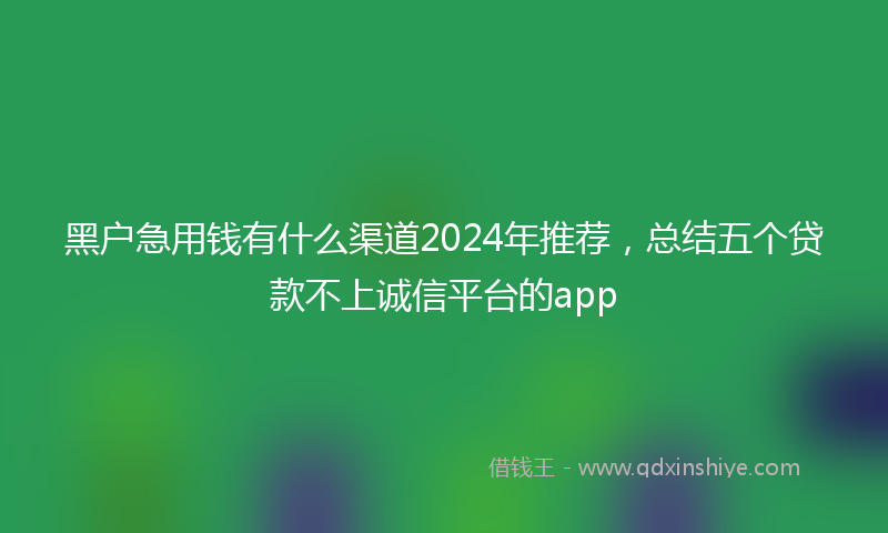 黑户急用钱有什么渠道2024年推荐，总结五个贷款不上诚信平台的app