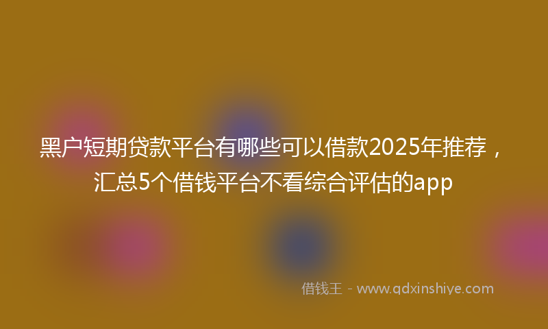 黑户短期贷款平台有哪些可以借款2025年推荐，汇总5个借钱平台不看综合评估的app