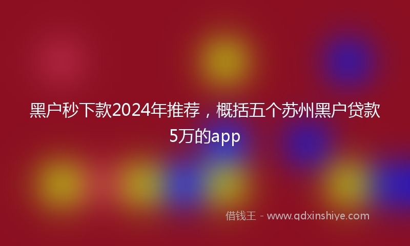 黑户秒下款2024年推荐，概括五个苏州黑户贷款5万的app