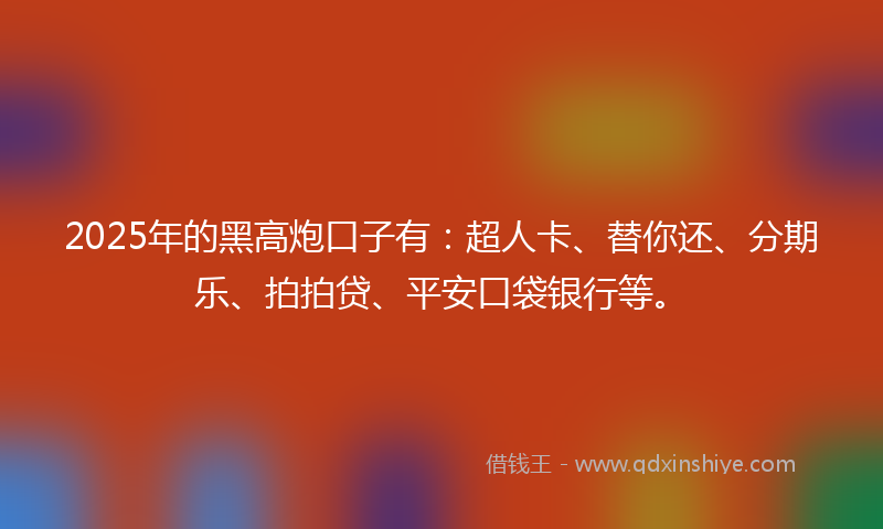 2025年的黑高炮口子有：超人卡、替你还、分期乐、拍拍贷、平安口袋银行等。