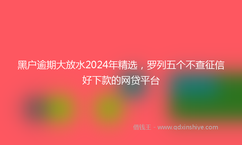黑户逾期大放水2024年精选，罗列五个不查征信好下款的网贷平台