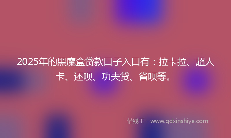 2025年的黑魔盒贷款口子入口有：拉卡拉、超人卡、还呗、功夫贷、省呗等。