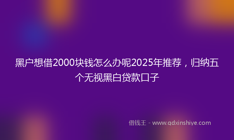 黑户想借2000块钱怎么办呢2025年推荐，归纳五个无视黑白贷款口子