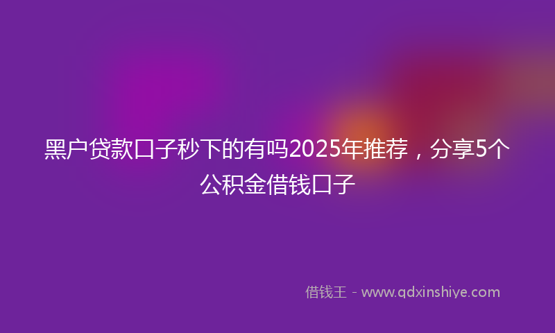 黑户贷款口子秒下的有吗2025年推荐，分享5个公积金借钱口子