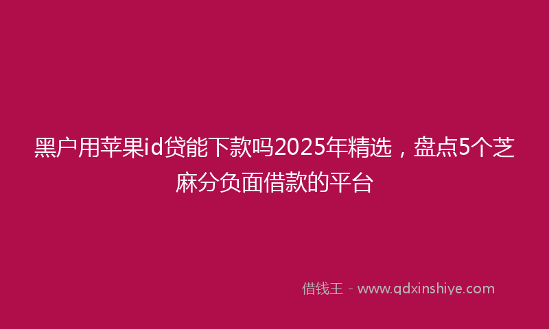 黑户用苹果id贷能下款吗2025年精选，盘点5个芝麻分负面借款的平台