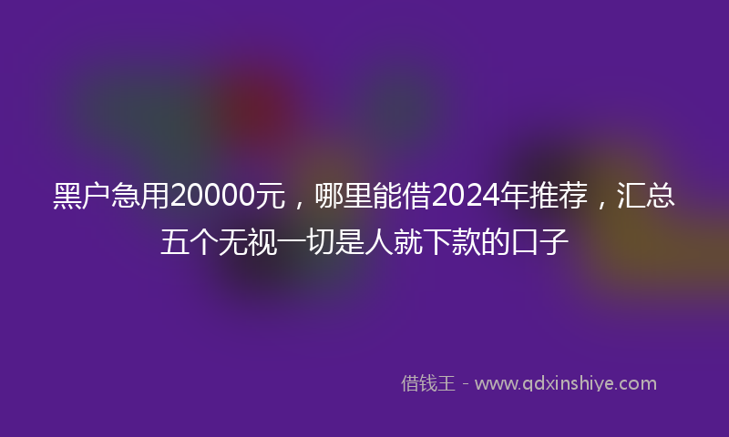 黑户急用20000元，哪里能借2024年推荐，汇总五个无视一切是人就下款的口子