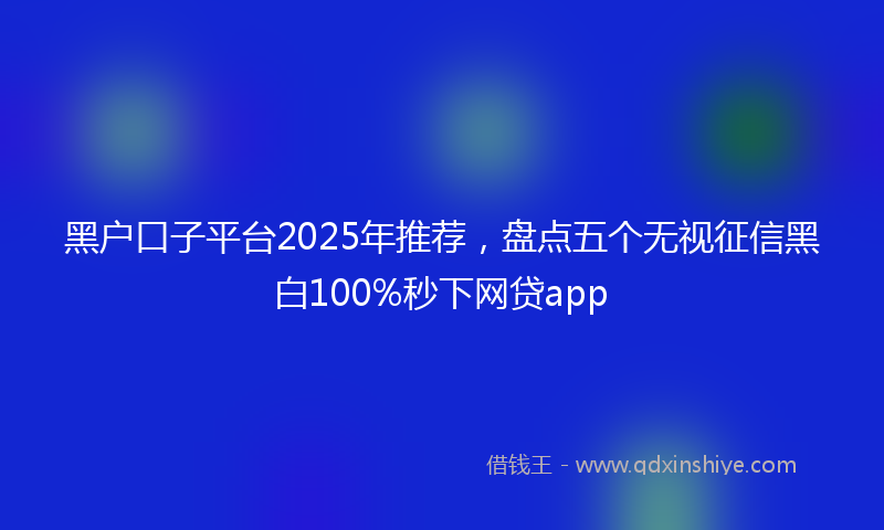 黑户口子平台2025年推荐，盘点五个无视征信黑白100%秒下网贷app