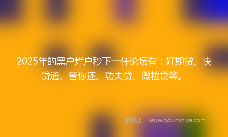 2025年的黑户烂户秒下一仟论坛有：好期贷、快贷通、替你还、功夫贷、微粒贷等。