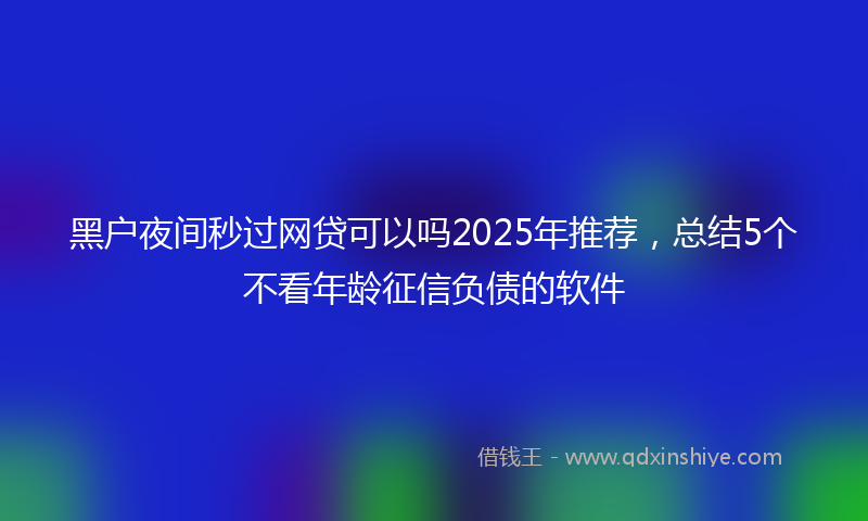黑户夜间秒过网贷可以吗2025年推荐，总结5个不看年龄征信负债的软件