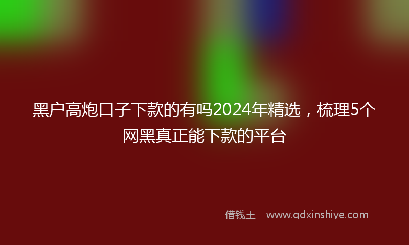 黑户高炮口子下款的有吗2024年精选，梳理5个网黑真正能下款的平台