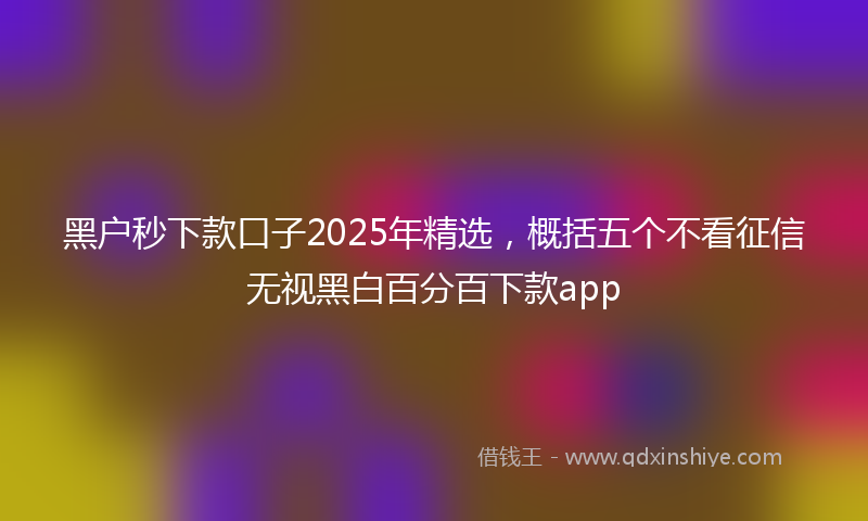 黑户秒下款口子2025年精选，概括五个不看征信无视黑白百分百下款app