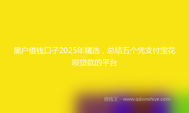 黑户借钱口子2025年精选，总结五个凭支付宝花呗贷款的平台