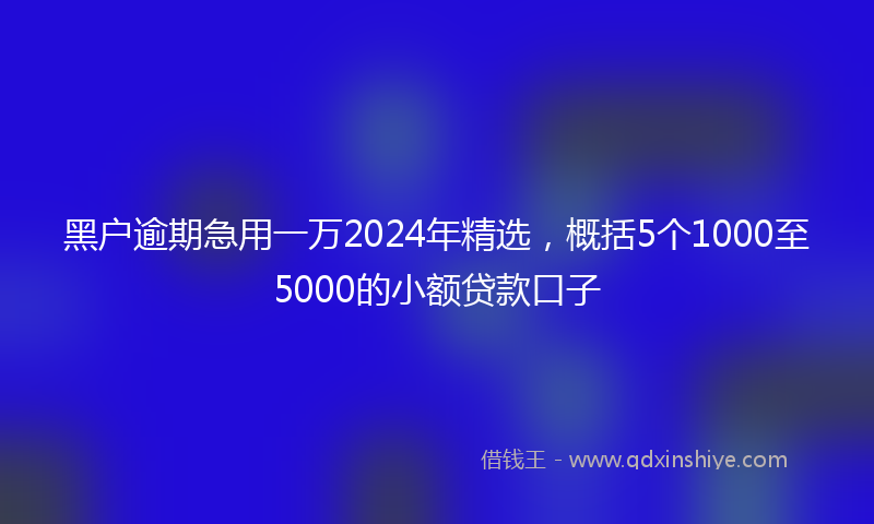 黑户逾期急用一万2024年精选，概括5个1000至5000的小额贷款口子