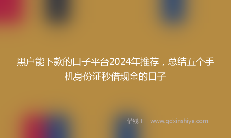 黑户能下款的口子平台2024年推荐，总结五个手机身份证秒借现金的口子