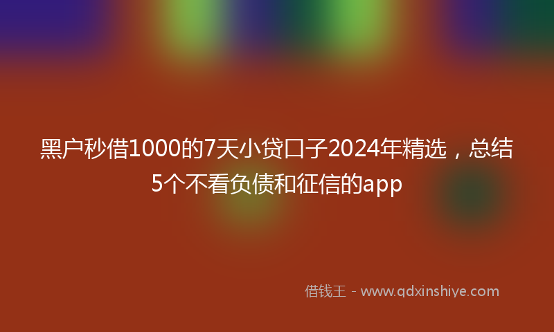 黑户秒借1000的7天小贷口子2024年精选，总结5个不看负债和征信的app